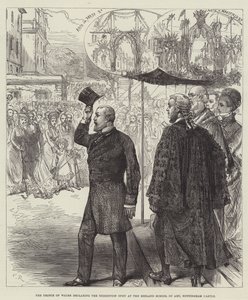 De Prins van Wales opent de tentoonstelling in de Midland School of Art, Nottingham Castle door Sir John Charles Robinson